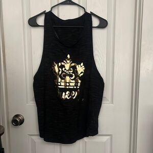 Black Tank Top with Gold Crown Design